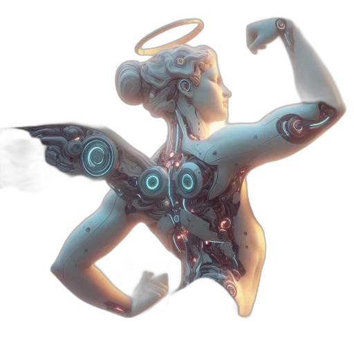 robot, jewelry, weapon, staff, concept art, 3d render, fantasy art, cyberpunk transparent PNG cut-out