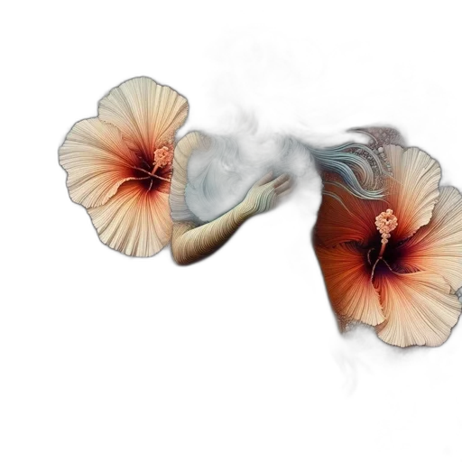 flower, umbrella, hair, jewelry, photorealistic, 3d render, concept art, watercolor transparent PNG cut-out