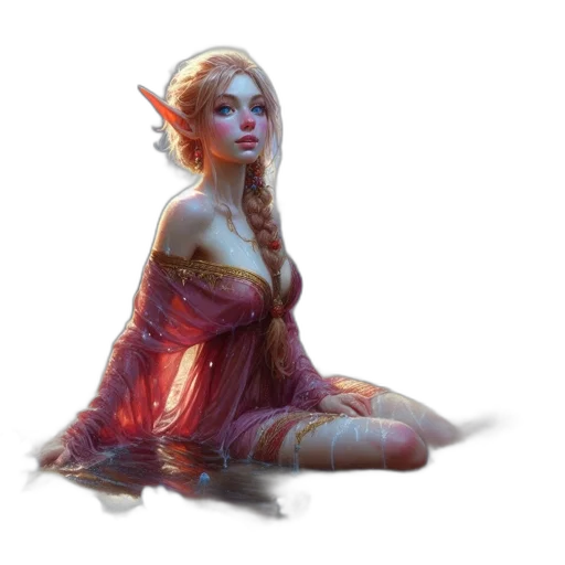 staff, dress, concept art, fantasy art, pixel art, 3d render, red, golden transparent PNG cut-out