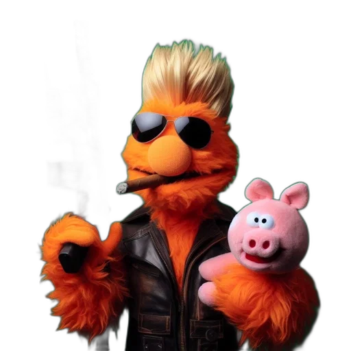 jacket, animal, mask, staff, 3d render, concept art, cartoon, pixel art transparent PNG cut-out