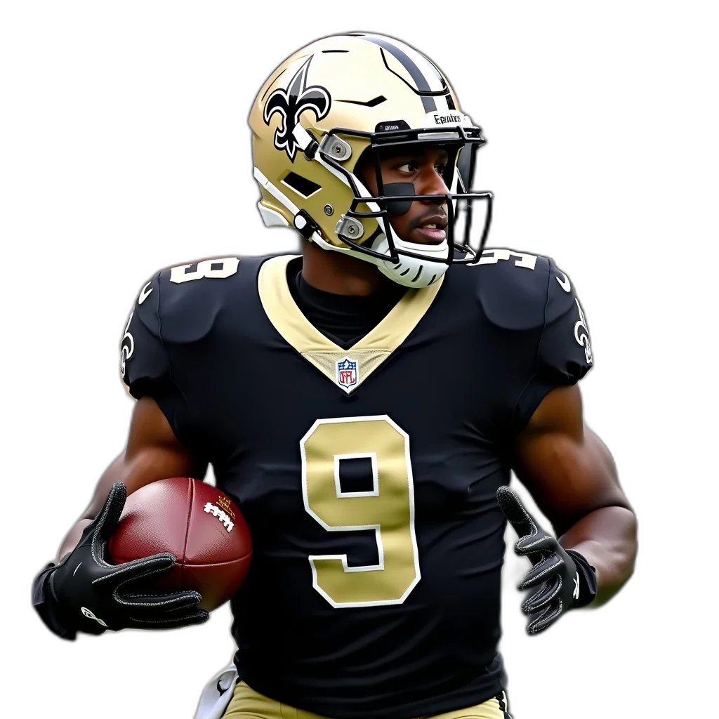football, player, black, jersey, number, logo, new, orleans transparent PNG cut-out