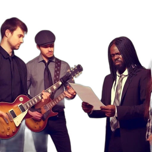 band, rehearsal, guitarist, black, second, gray, lead, vocalist transparent PNG cut-out