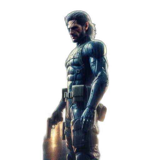 face, weapon, concept art, 3d render, comic book art, cyberpunk, blue, bustling transparent PNG cut-out