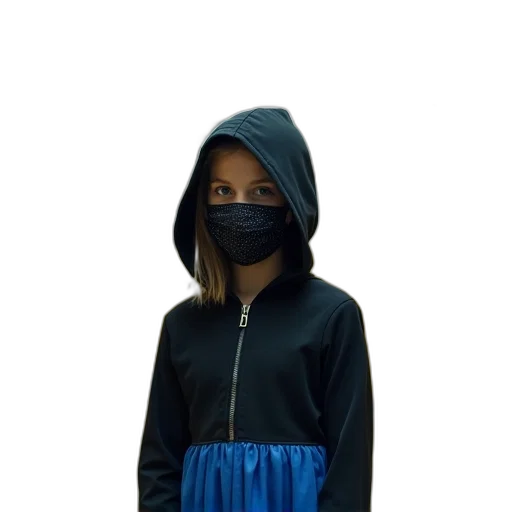 jacket, mask, face, dress, cyberpunk, 3d render, concept art, photorealistic transparent PNG cut-out