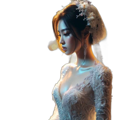 dress, jewelry, crown, face, photorealistic, oil painting, fantasy art, concept art transparent PNG cut-out