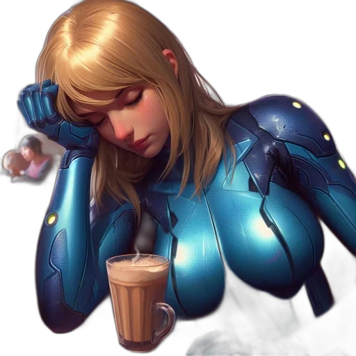 robot, comic book art, concept art, fantasy art, photorealistic, blue, woman, blond transparent PNG cut-out