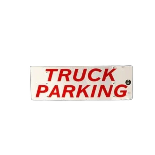 large, white, sign, red, letters, reads, truck, parking transparent PNG cut-out