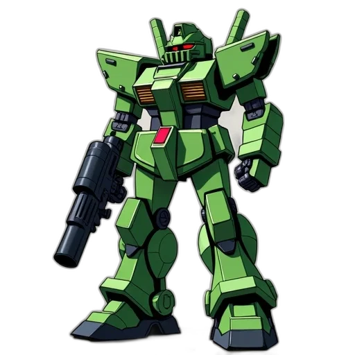 robot, weapon, concept art, pixel art, 3d render, green, detailed, illustration transparent PNG cut-out