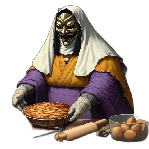 food, mask, concept art, fantasy art, pixel art, comic book art, colorful, kitchen transparent PNG cut-out