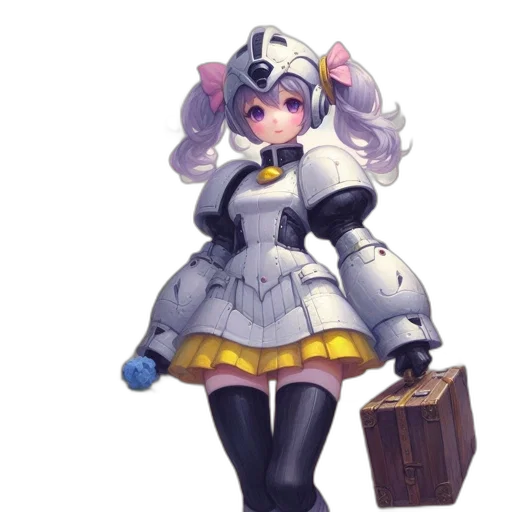 robot, staff, weapon, dress, concept art, fantasy art, pixel art, anime transparent PNG cut-out