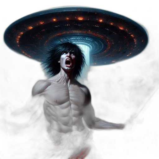 creature, hat, concept art, fantasy art, comic book art, photorealistic, outer space, muscular transparent PNG cut-out