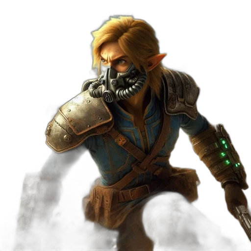 concept art, fantasy art, 3d render, pixel art, elven, warrior, clad, blue transparent PNG cut-out