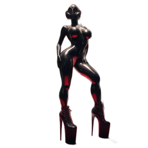 shoes, dress, robot, mask, 3d render, concept art, pixel art, comic book art transparent PNG cut-out