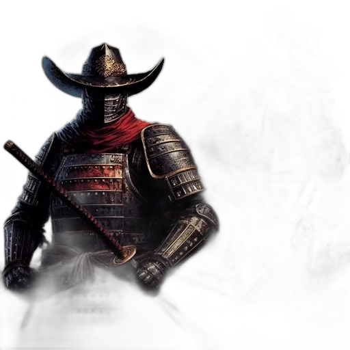 sword, weapon, mask, hat, concept art, fantasy art, photorealistic, 3d render transparent PNG cut-out