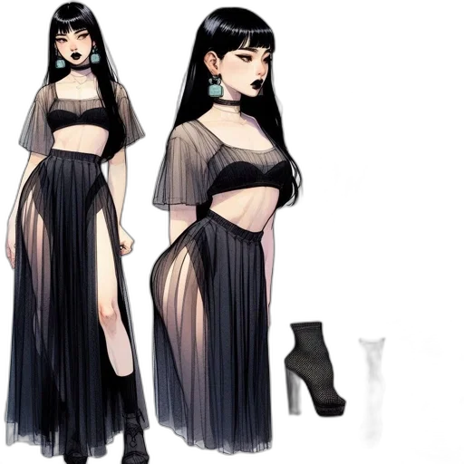 dress, concept art, fantasy art, pixel art, comic book art, monochrome, dark, earth tones transparent PNG cut-out