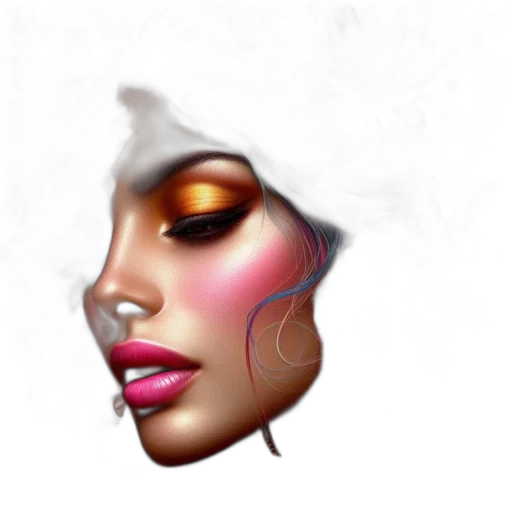 face, mask, jewelry, photorealistic, concept art, fantasy art, 3d render, neon lights transparent PNG cut-out