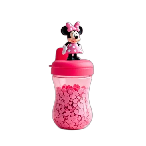 bottle, 3d render, pink, sippy, cup, clear, bottom, half transparent PNG cut-out