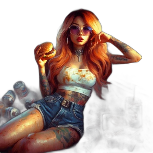 dress, fantasy art, concept art, photorealistic, comic book art, neon lights, fire, outer space transparent PNG cut-out