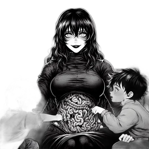 comic book art, concept art, fantasy art, anime, fire, monochrome, dark, woman transparent PNG cut-out