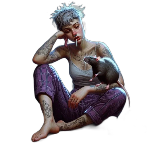 concept art, fantasy art, cyberpunk, pixel art, dark, blue, pastel, young transparent PNG cut-out
