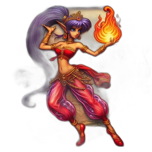 staff, fantasy art, concept art, pixel art, comic book art, fire, animated, female transparent PNG cut-out