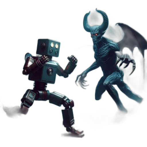 robot, creature, concept art, pixel art, 3d render, fantasy art, outer space, dark transparent PNG cut-out