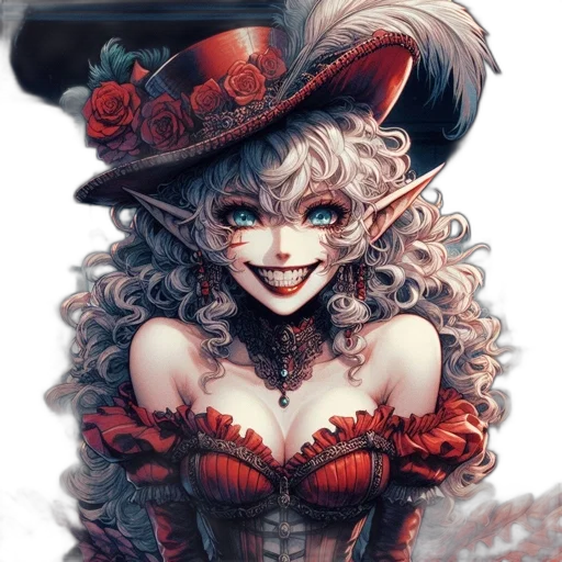 hat, dress, mask, face, fantasy art, comic book art, anime, concept art transparent PNG cut-out