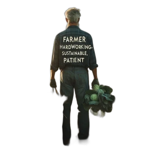 jacket, staff, animal, robot, farmer, stands, field, golden transparent PNG cut-out