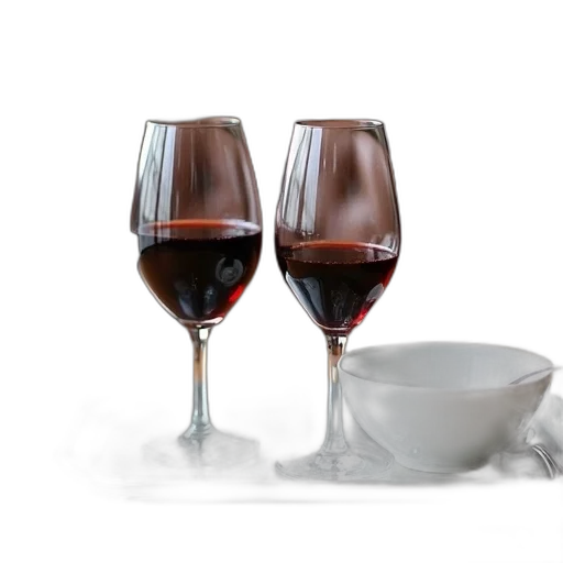 food, 3d render, photorealistic, two, wine, glasses, filled, red transparent PNG cut-out