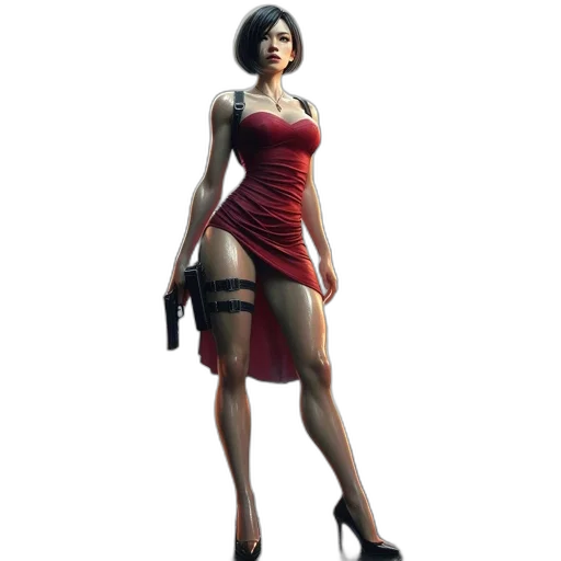 dress, weapon, concept art, 3d render, pixel art, photorealistic, red, dimly transparent PNG cut-out