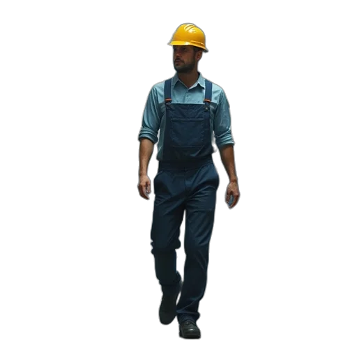 staff, robot, hat, jacket, 3d render, concept art, pixel art, photorealistic transparent PNG cut-out