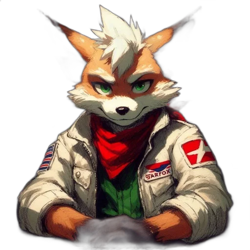 jacket, staff, animal, face, concept art, pixel art, fantasy art, watercolor transparent PNG cut-out