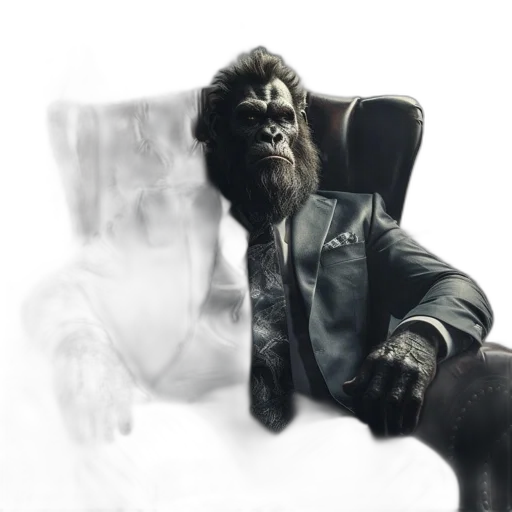 animal, creature, staff, concept art, 3d render, photorealistic, fantasy art, gorilla transparent PNG cut-out