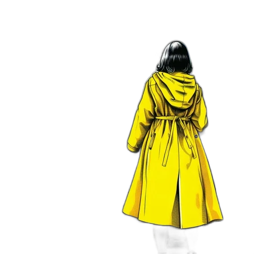 dress, jacket, umbrella, mask, concept art, comic book art, 3d render, watercolor transparent PNG cut-out