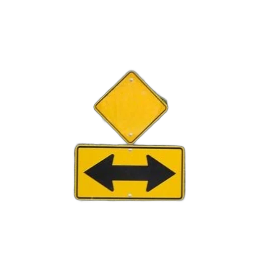 furniture, 3d render, yellow, diamond-shaped, sign, black, arrow, pointing transparent PNG cut-out