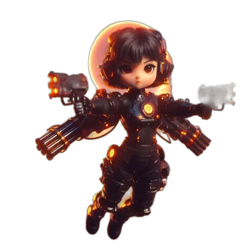 robot, weapon, staff, concept art, pixel art, cyberpunk, 3d render, agile transparent PNG cut-out