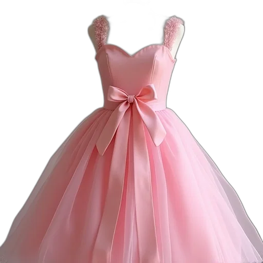 dress, 3d render, photorealistic, pastel, pink, bow, waist, full transparent PNG cut-out