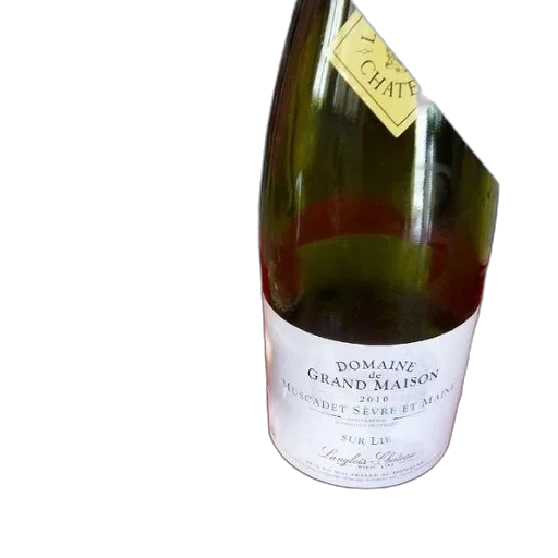 bottle, domaine, grand, maison, wine, sits, next, empty transparent PNG cut-out