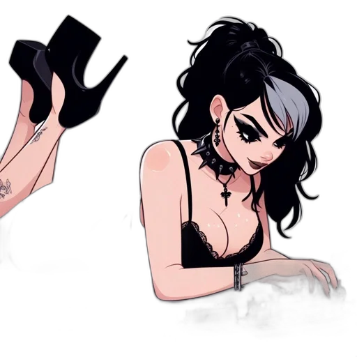 shoes, concept art, cartoon, comic book art, fantasy art, neon lights, dark, monochrome transparent PNG cut-out