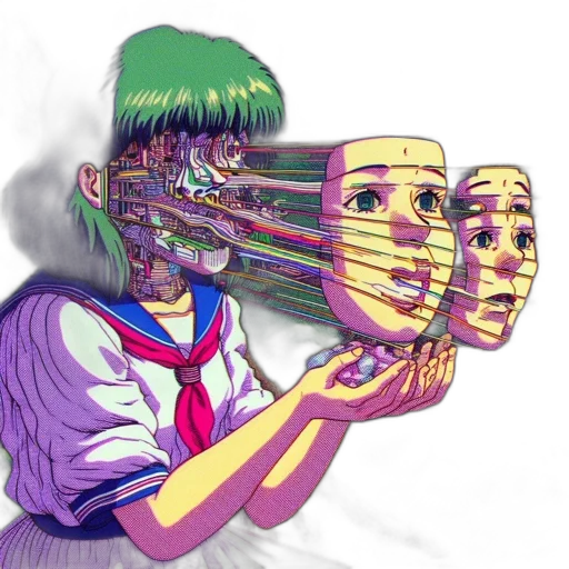 mask, robot, face, weapon, cyberpunk, vaporwave, concept art, anime transparent PNG cut-out