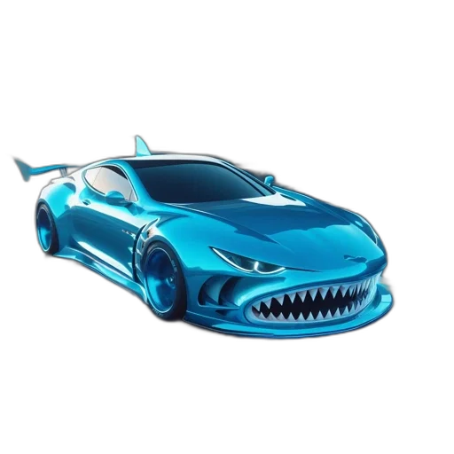 car, animal, creature, 3d render, concept art, photorealistic, blue, menacing transparent PNG cut-out