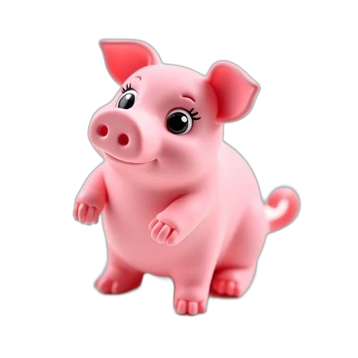 animal, 3d render, photorealistic, concept art, cartoon, pink, rubber, pig transparent PNG cut-out