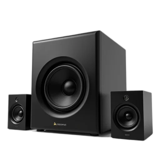 sleek, black, home, theater, system, large, subwoofer, two transparent PNG cut-out