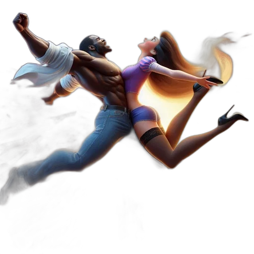 concept art, fantasy art, 3d render, pixel art, underwater, outer space, fire, athletic transparent PNG cut-out