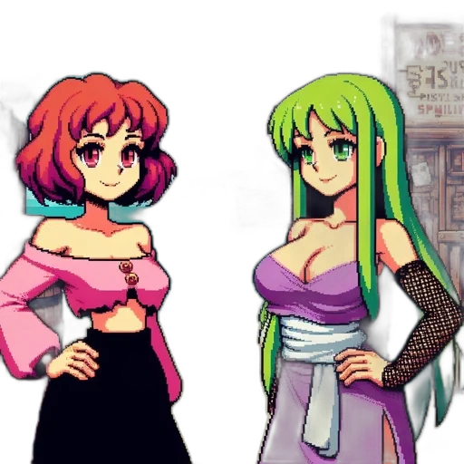 dress, pixel art, anime, concept art, fantasy art, green, colorful, neon transparent PNG cut-out
