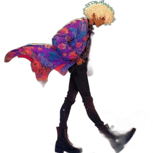 jacket, umbrella, creature, flower, concept art, watercolor, pixel art, anime transparent PNG cut-out