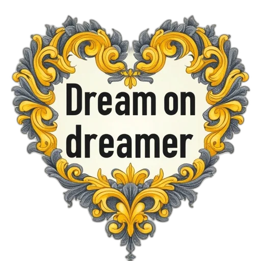 phrase, dream, dreamer, which, has, grouped, ornate, yellow transparent PNG cut-out