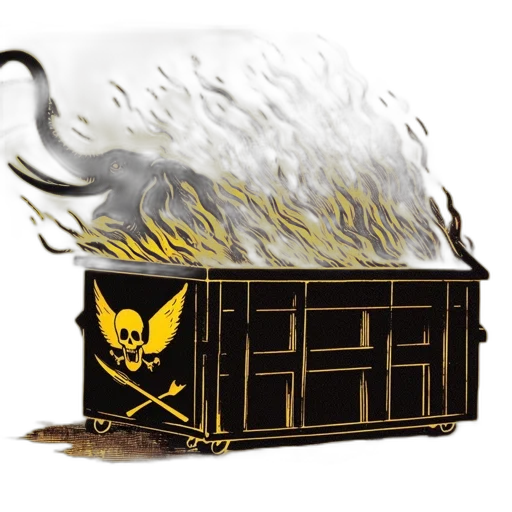 concept art, fantasy art, comic book art, fire, elephant, raises, trunk, toward transparent PNG cut-out