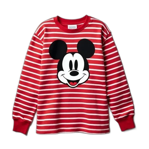 jacket, red, white, striped, long-sleeve, shirt, mickey, mouse transparent PNG cut-out