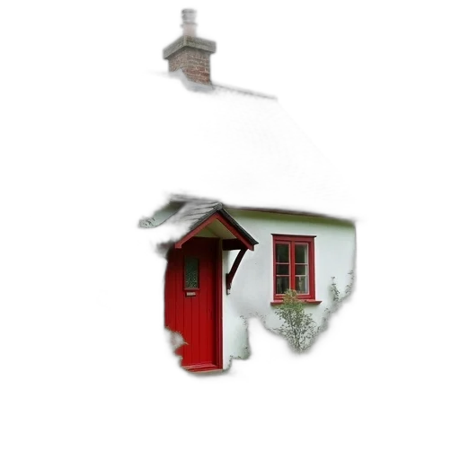 building, umbrella, 3d render, concept art, photorealistic, quaint, white, cottage transparent PNG cut-out